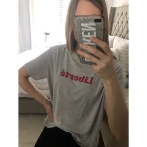 Whistles Liberte Grey Slogan T-Shirt